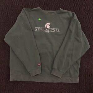 Vintage Jansport Michigan State Dad Crewneck Sweatshirt Green XXL Cotton Blend